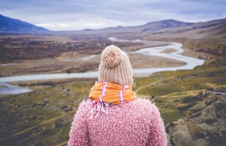 Portraits of Woman from the Back in Georgia Landscapes