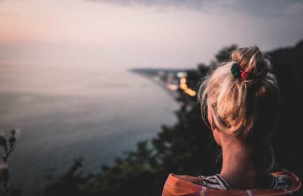 Portraits of Woman from the Back in Georgia Landscapes