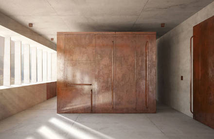 Copper-Clad Box That Unfolds to Become an Art Storage Space