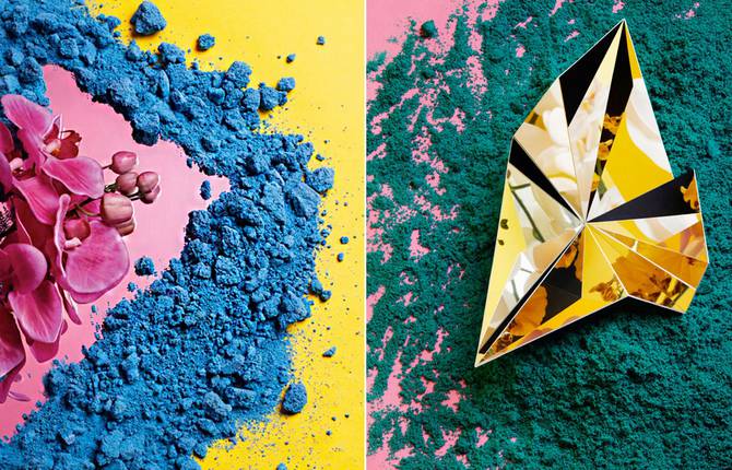 Colorful Set Design made of Powder and Flowers