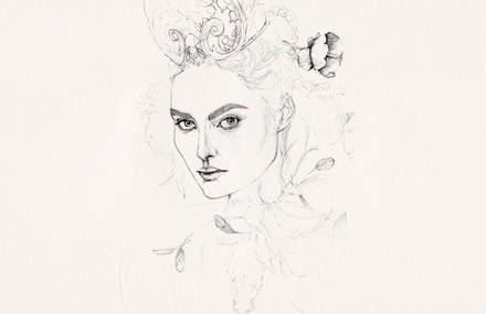 Delicate Pointillism & Pencil Portraits of Women