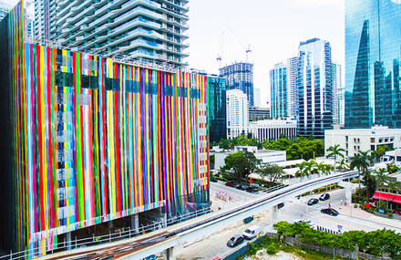 Colorful & Striped Massive Mural on a Miami’s Building Facade