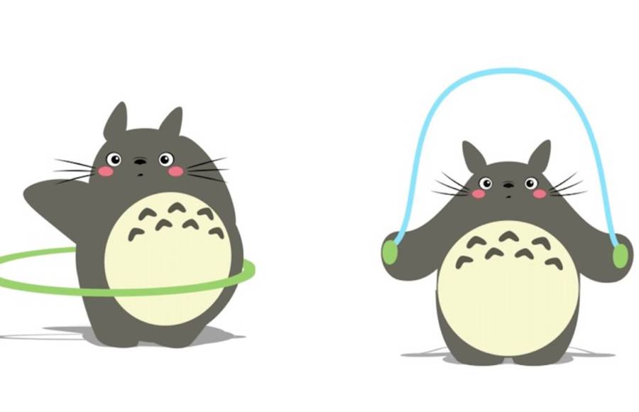 Funny Animated Gifs of Totoro Making Fitness