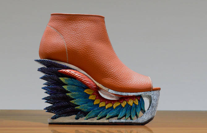 Beautiful Shoes with Wooden Sculpted Soles