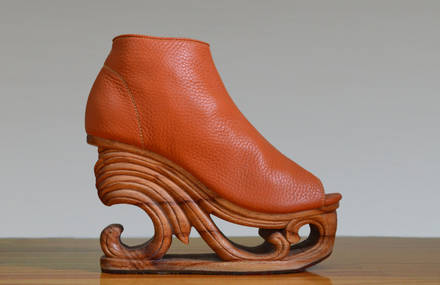 Beautiful Shoes with Wooden Sculpted Soles