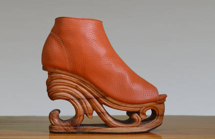 Beautiful Shoes with Wooden Sculpted Soles