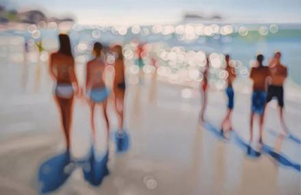 Blurry Paintings of People on the Beach