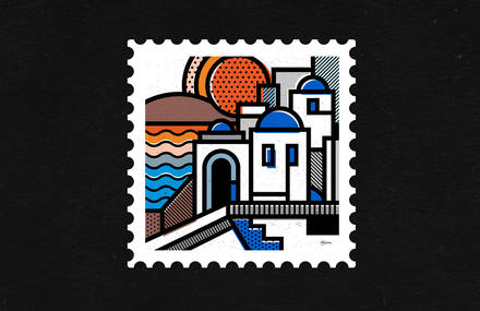 Tribute to Greece With a Graphic Abstract Stamps Collection