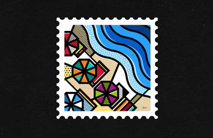 Tribute to Greece With a Graphic Abstract Stamps Collection