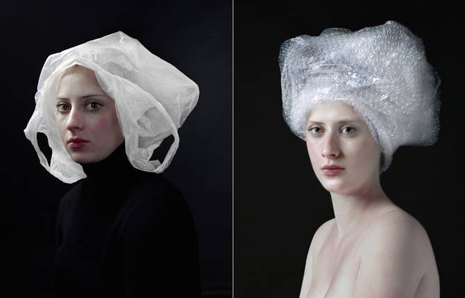 Flemish Art inspired Portraits and Headress recreated with Modern Materials