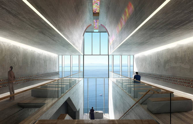 Holy Cross Chapel Facing the Aegean Sea