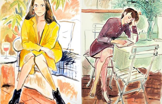 Drawings of People in Sofas by Louis Thomas