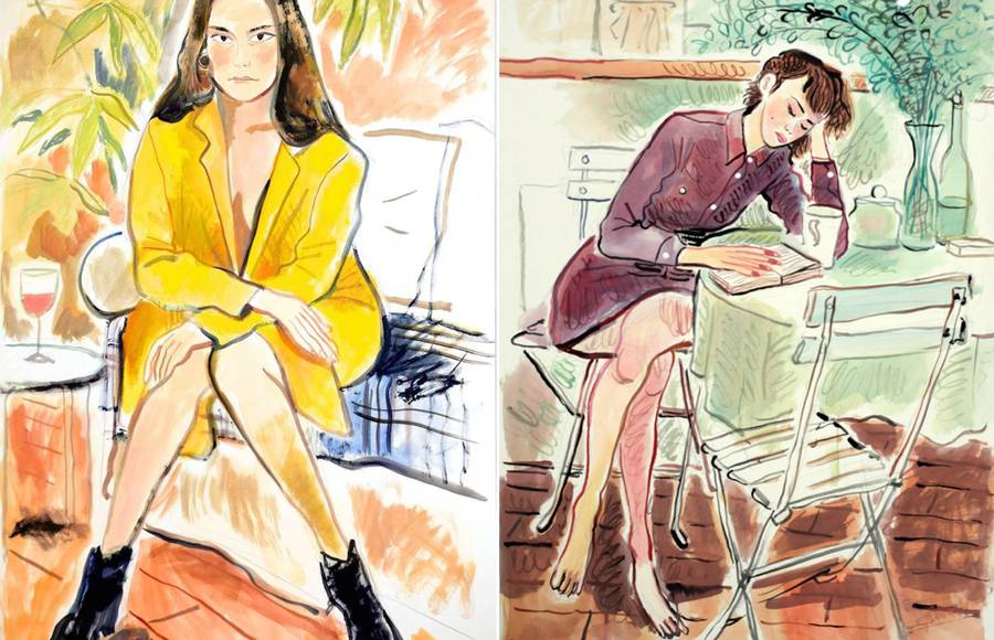 Drawings of People in Sofas by Louis Thomas