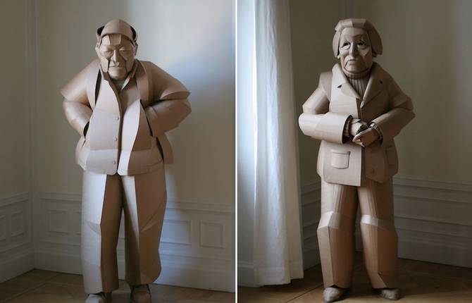 Cardboard Sculptures of Chinese Inhabitants