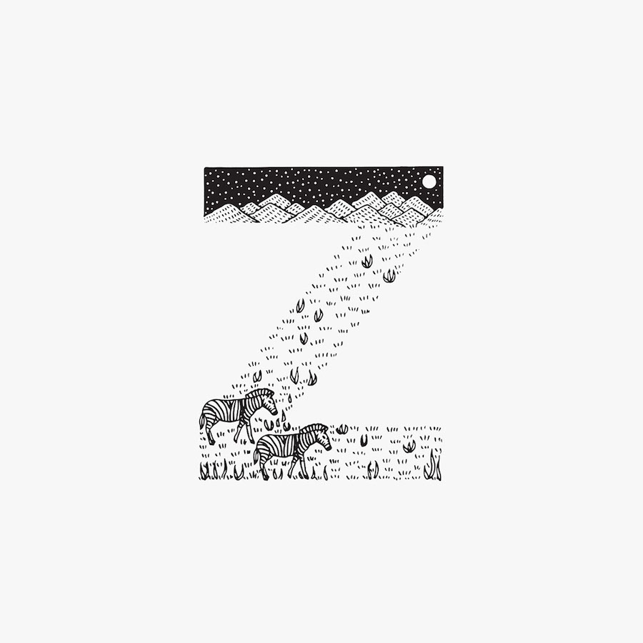 Creative Black and White Animal Alphabet-27