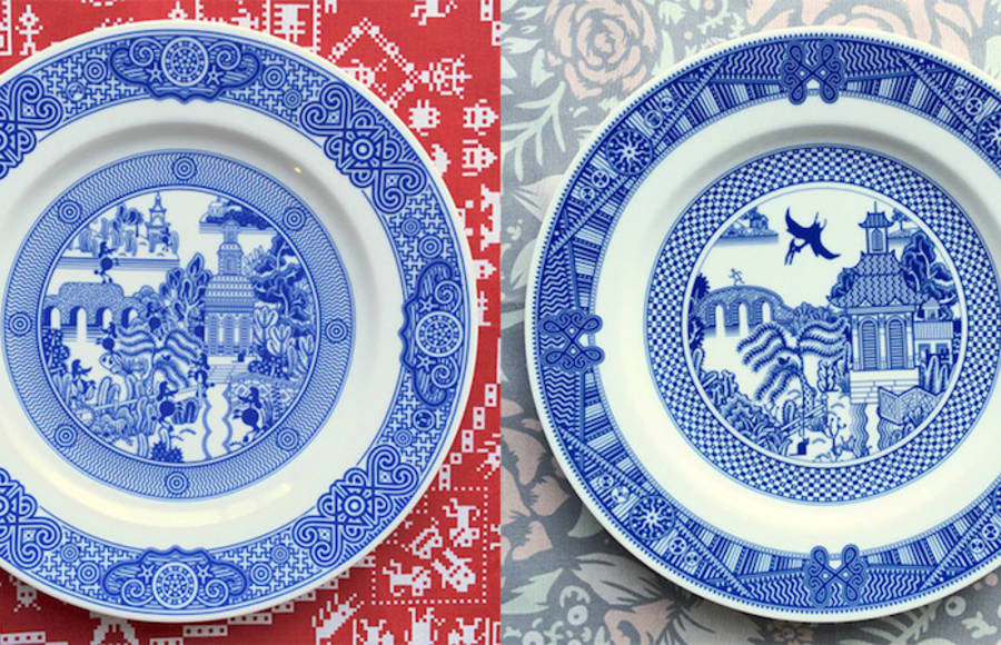 Creative Drawings on Victorian Porcelain Dinner Plates