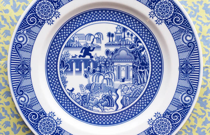 Creative Drawings on Victorian Porcelain Dinner Plates