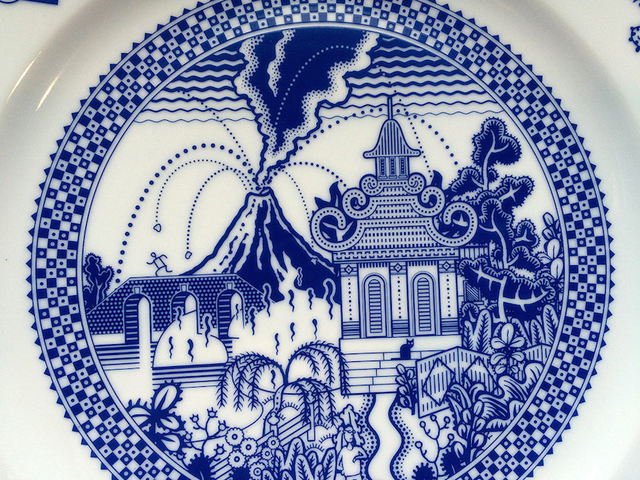 Creative Drawings on Victorian Porcelain Dinner Plates-6