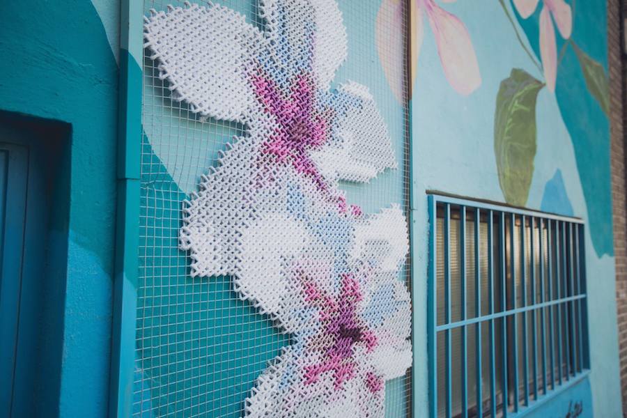 Cross Stitch Flower Mural Installations-0