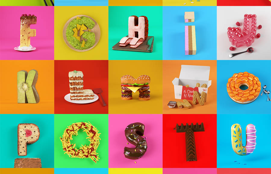 Appetizing 3D Food Alphabet