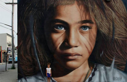 Giant Hyperrealistic Mural Portraits