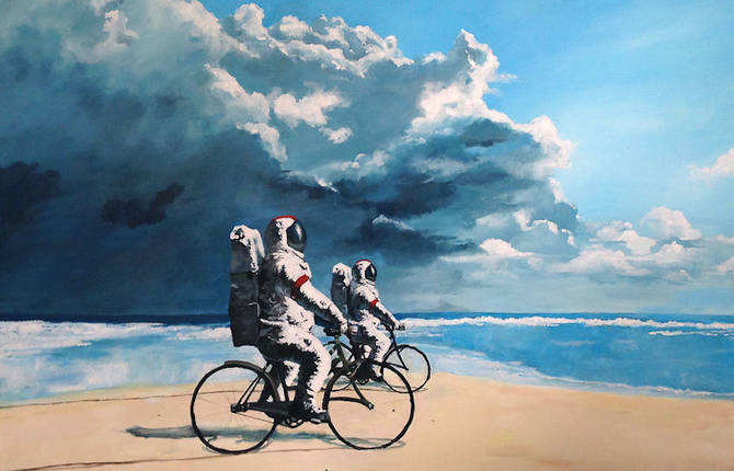 Nice Paintings of Astronauts in Diverse Situations