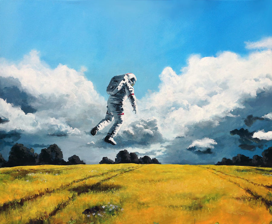 Nice Paintings of Astronauts in Diverse Situations-1