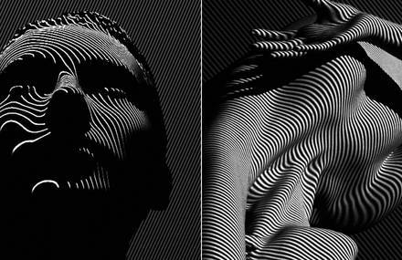 Animated GIFS of Women Bodies Between Light and Shadows
