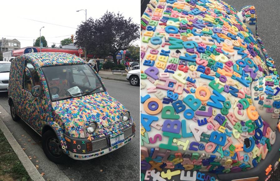 Incredible Car Covered with Magnetic Letters in Vancouver