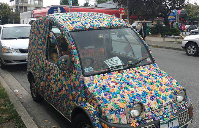 Incredible Car Covered with Magnetic Letters in Vancouver