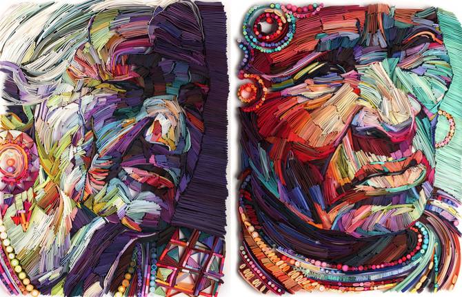 Colorful Painting-Like Paper Portraits
