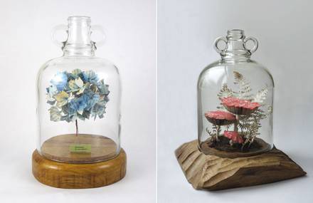 Fungi and Floral Sculptures made from Recycled Paper