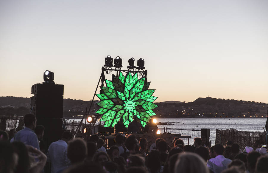 Colorful Light Mandala at Sunset Time at Calvi on the Rocks