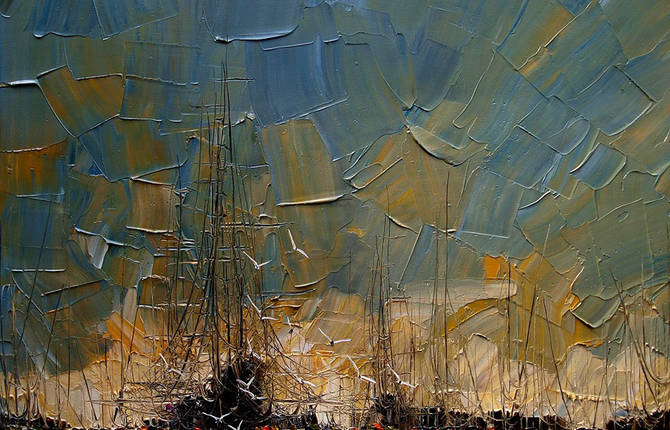 Melancholic Paintings of Seascapes and Vintage Ships