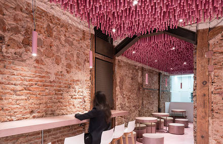 Unique Magenta Bakery Ceiling in Madrid