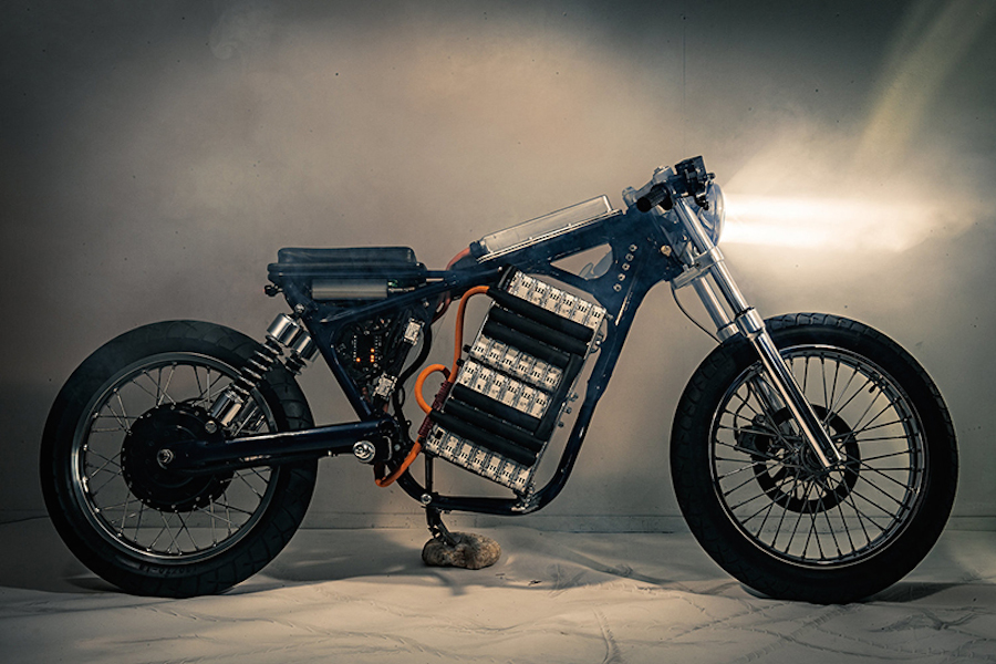 Customized Motorcycle with a Nissan Leaf Engine-0