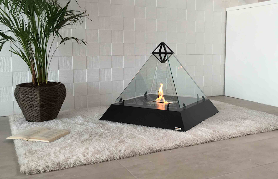 Design Fireplace Shaped Like the Louvre Pyramid-1