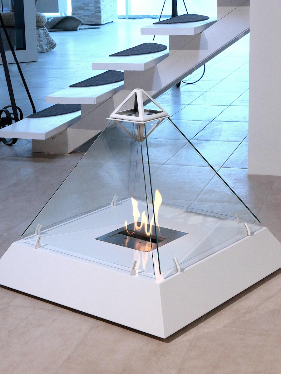Design Fireplace Shaped Like the Louvre Pyramid-2