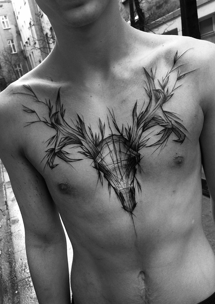 Impressive Black and White Sketch Tattoos-11