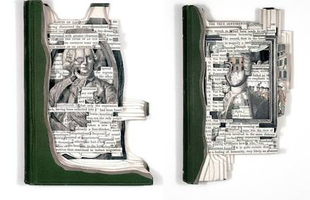 Superb Portrait Book Sculptures by Brian Dettmer