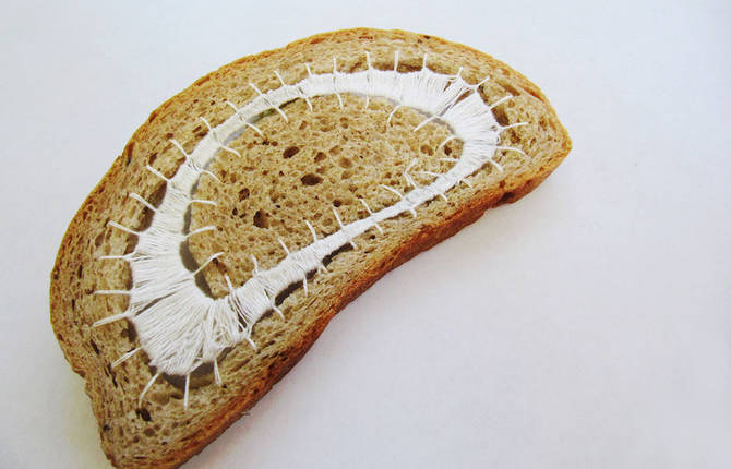 Embroidered Bread Slices by Terézia Krnáčová