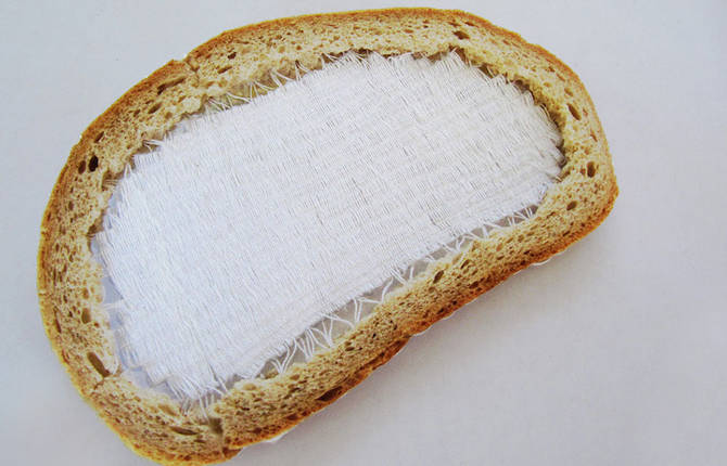 Embroidered Bread Slices by Terézia Krnáčová