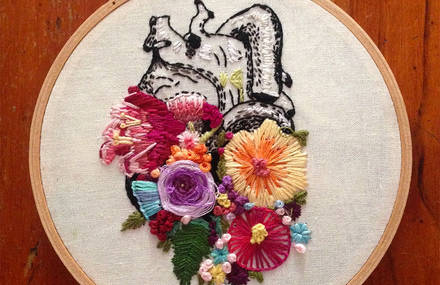 Floral Embroidered Anatomic Elements