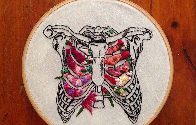 Floral Embroidered Anatomic Elements