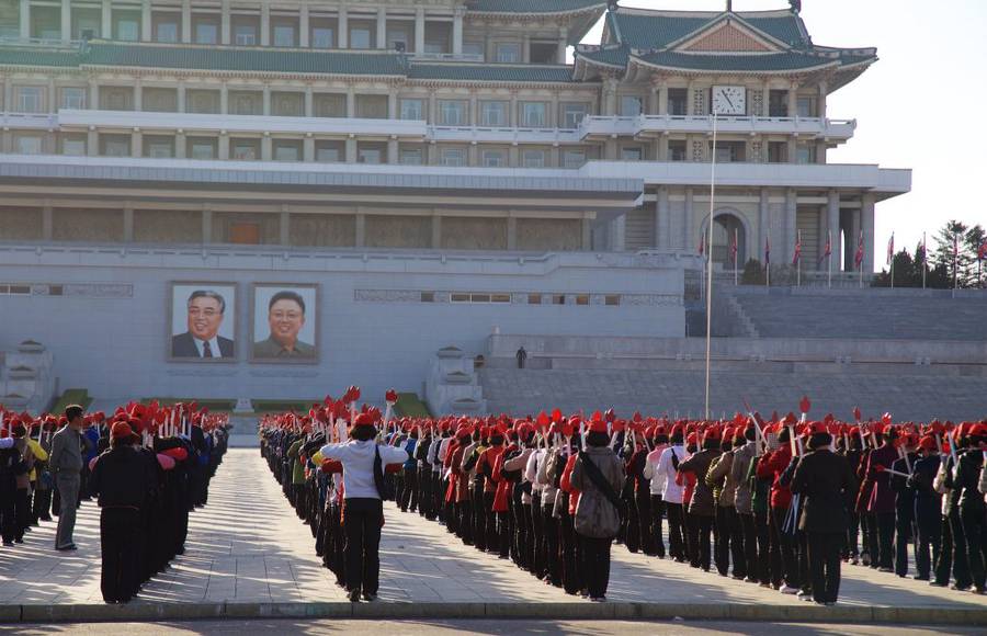 Running and Shooting Pyongyang City during Marathon