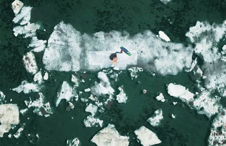 Giant Portraits of a Woman on Ice