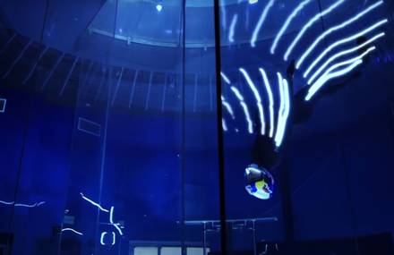 Skydiver Performance in Darkness with LED Suit