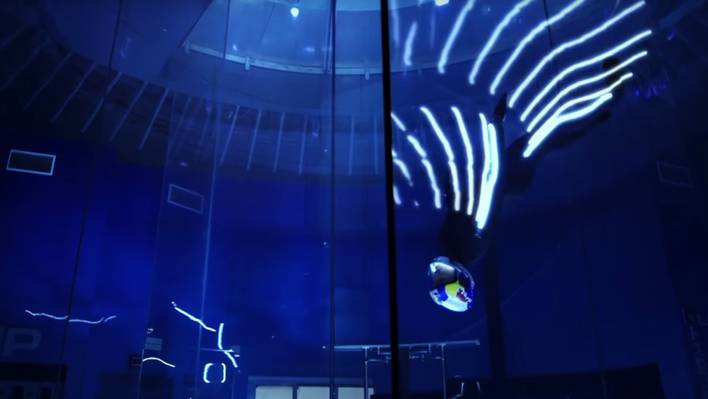 Skydiver Performance in Darkness with LED Suit