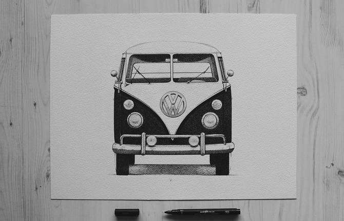 Amazing Fine Black and White Illustrations of Surf Objects