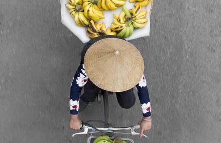 Colorful Aerial Pictures of Street Vendors in Vietnam